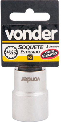Soquete Estriado Encaixe 1/2  23mm Curto Cromo Vanádio - Von