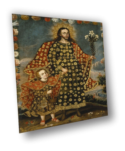 Lienzo Canvas Arte Sacro San José Y Niño Dios 120x90
