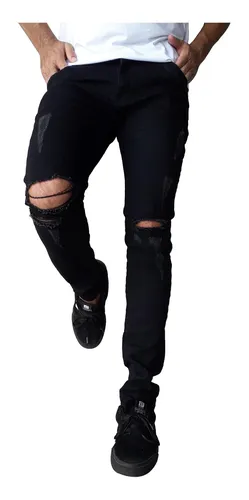 Calça jeans masculina rasgada no best sale joelho