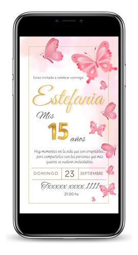 Invitación Digital  Tarjeta 15 Años Mariposas