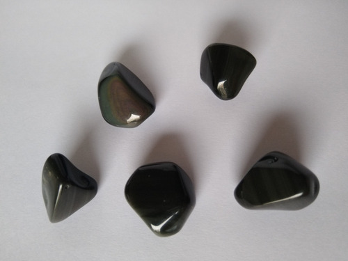 Imagen 1 de 1 de Piedra Obsidiana Negra Arco Iris Rolada Nro. 2
