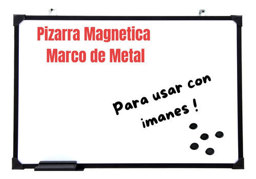 Pizarra Blanca Magnetica  20 X 30 Cm Borde Metalico Negro 