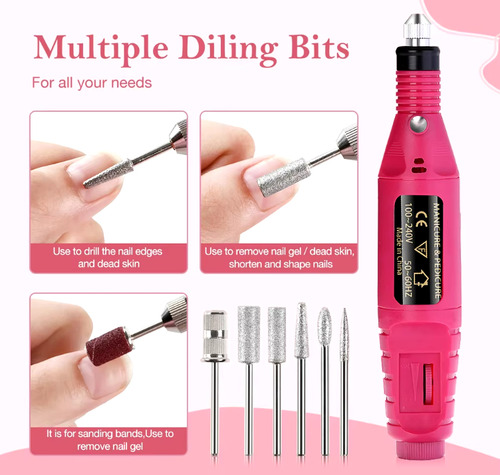 Pulidora Esmeril Con 6 Puntas Para Uñas Manicure Pedicure