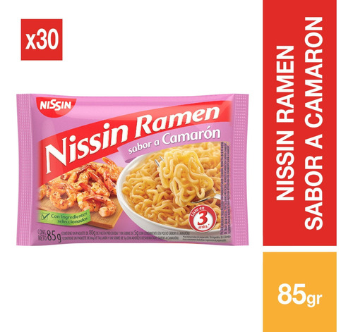 Ramen Nissin Sabor Camaron - 30 Unidades 85 Gr