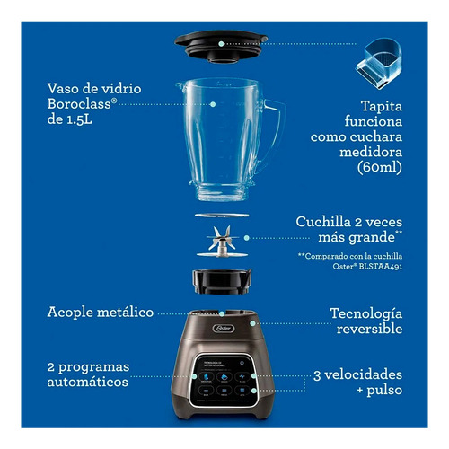 Licuadora Oster Pantalla Táctil Reversible Blstpyg1312xb
