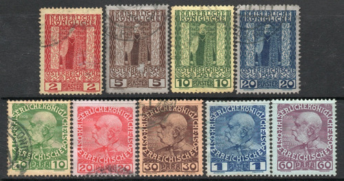 Levante = Austria 9 Sello Imperio Turco Franz Josef Año 1908