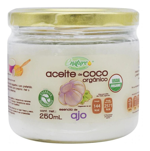 Aceite De Coco Esencia De Ajo 250 Ml E-nature Organico