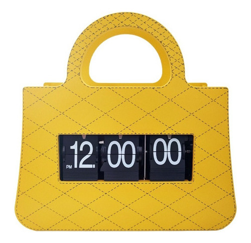 Reloj Decorativo En Forma De Bolsa, Tipo Flip, De Escritorio Amarillo