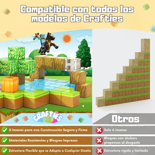 Crafties Bloques De Construcción Magnética Juegos Stem 148pz 148 Minecraft
