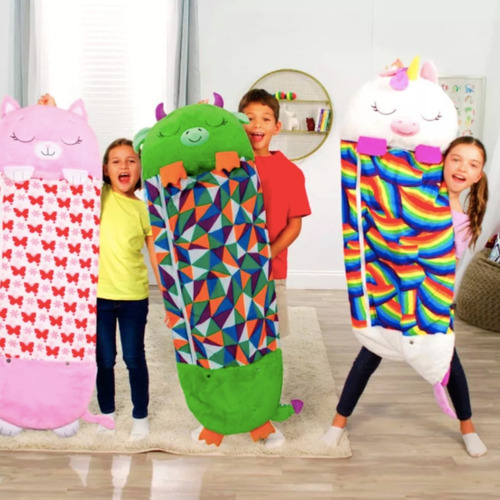 Saco De Dormir Plegable Y Almohada Divertida Para Niños Color Unicornio Ubicación De La Cremallera Derecho
