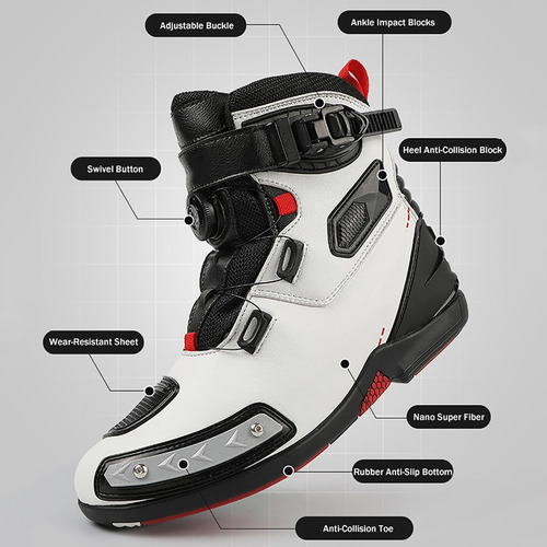 V Zapatos De Moto Impermeables, Botas De Moto De Cuero