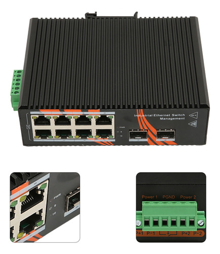 8 Puertos Ethernet Din Rail, Montaje En Pared Gigabit Rj45 1