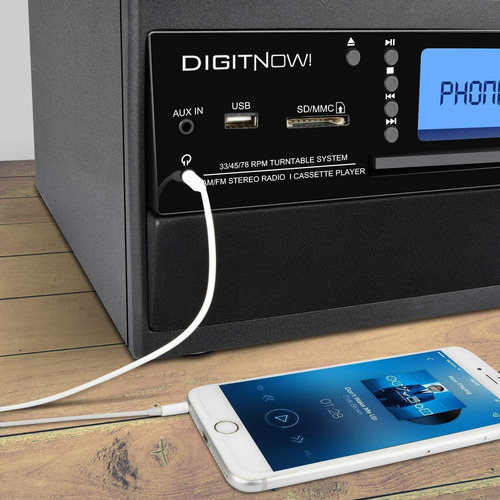 Tocadiscos Bluetooth Digitnow Con Reproductor De Discos Y Al