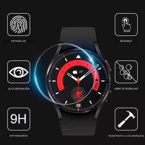 3 Micas De Cristal Templado Compatible Con Galaxy Watch5 40mm