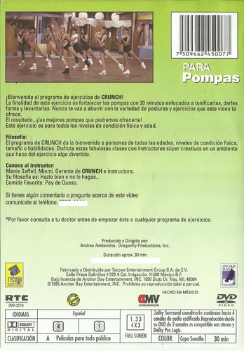 Para Pompas Crunch | Dvd Película Ejercicios Nueva