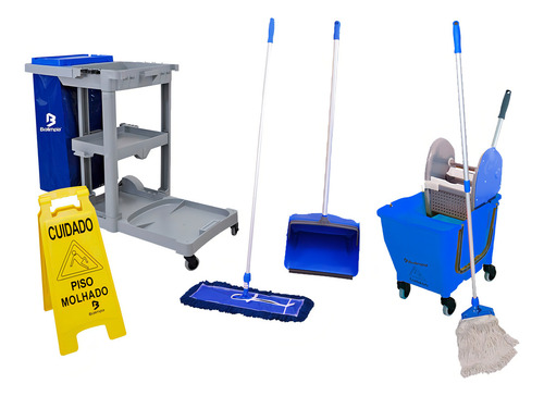 Kit Promocional Bralimpia + Carro Funcional Pá Placa Mop