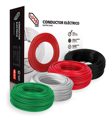 Imagen 1 de 7 de Kit 4 Cajas 100mts Cable Iusa 4 Colores N,r,b,v Thw Cal 12