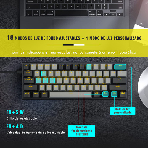 Para Terport 65% Teclado Gamer Español Z11 Con Keycaps
