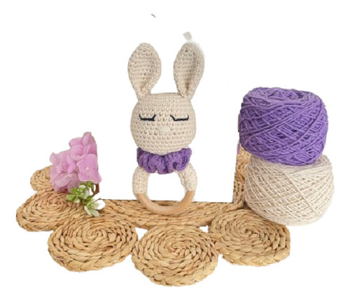 Sonajero Conejo Tejido Crochet - Varios Colores