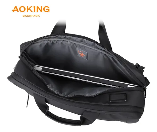 Maletin Portafolio Mochila Aoking Sn4002 Color Negro Diseño De La Tela Liso