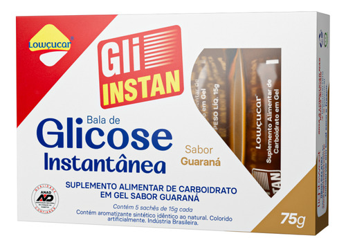 Glin-instan bala líquida guaraná glicose instantânea C/5