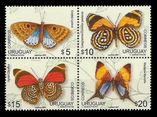 Fauna - Mariposas - Uruguay 2007 - Serie Mint