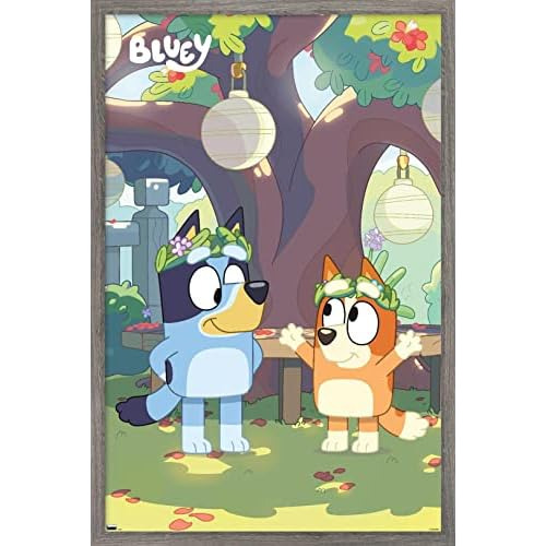 Bluey Duo Wall Poster, 14.72  X 22.37 , Barnwood Framed...