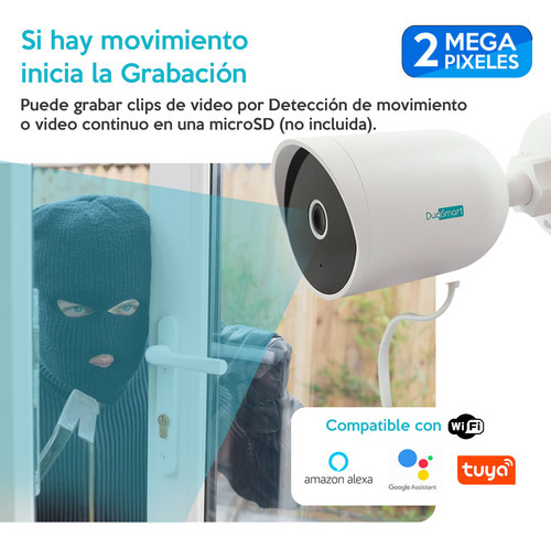 Wi-fi Cámara Exterior 1080p Duosmart E30 Alexa/alexa/tuya Color Blanco