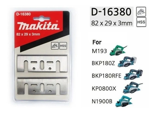 Juego Cuchilla Cepillo Makita D-16380 Hss 82mm Reafilable