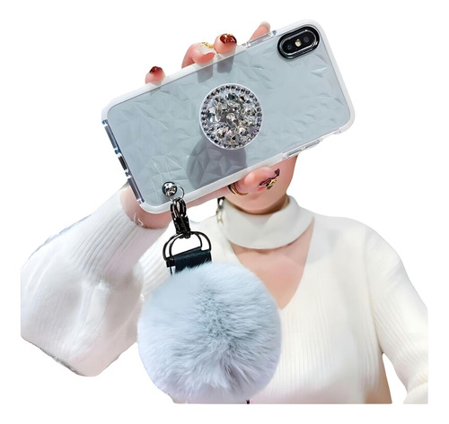Funda Para Huawei Diamantes 3d + Pompon Charm + Collar Mujer