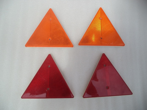 : Par De Reflectores Triangulo Camiones 15cms Ambar O Rojo