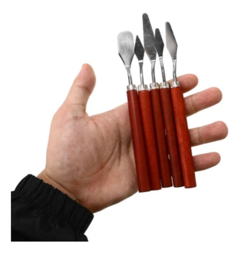 Imagem 3 de 4 de Kit 5 Espatulas Pintura Em Tela Artesanato Tinta Óleo Pallet