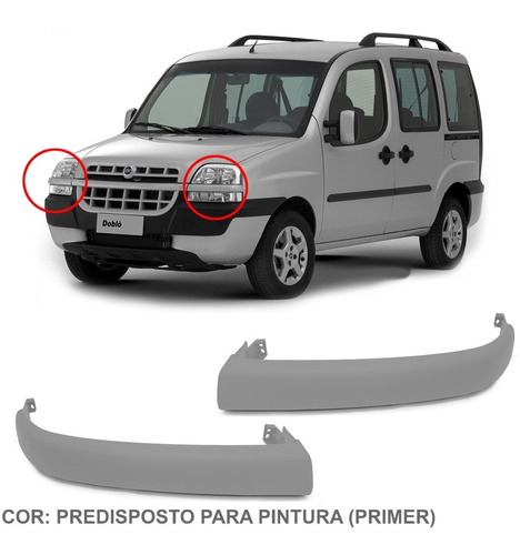 Par Moldura Acabamento Friso Farol Fiat Doblo Ex Cargo 2007