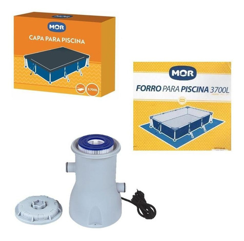 Kit Filtro 2200 L/h + Capa + Forro Para Piscina 3700l - 220v