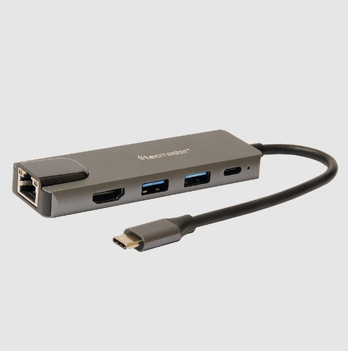 Hub Adaptador Usb Tecmaster Tipo C 5 En 1/rj45 Hdmi Para Mac