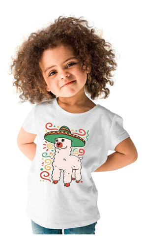 Playera Frases Mexicanas - Niño - Llama Con Sombrero