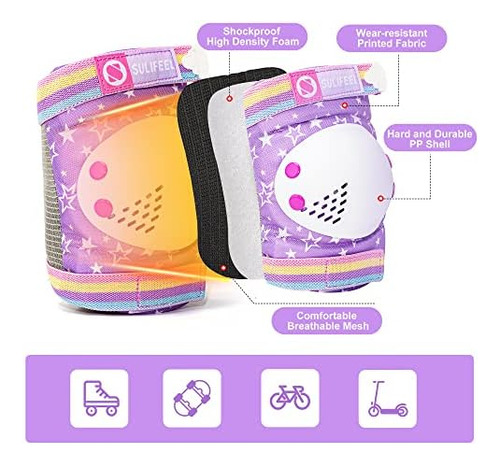 Sulifeel Rodilleras Con Diseño De Unicornio Arcoíris Para Ni
