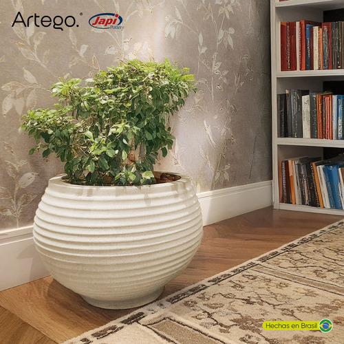 Maceta Moderna Para Exteriores 24 Cm De Alto X 34 Cm De Ancho Lattice Color Arena Sandstone De Polietileno Ultra Ligera Artego Japi Hecho En Brasil