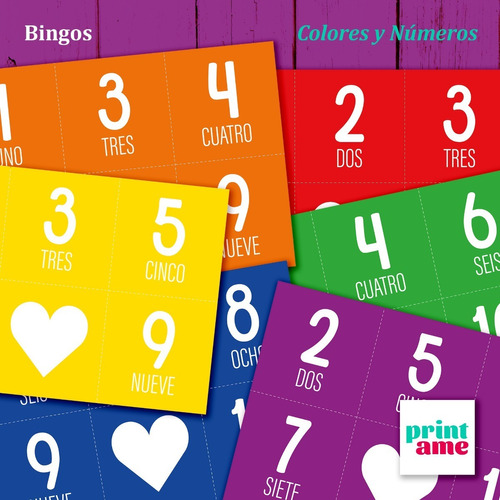 Juego Imprimible - Bingo Colores Números - Niños 3 Años