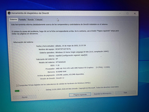 Hp Notebook 15-af111la, Amd A8, 8gb Ram, 256gb Ssd (Usado)