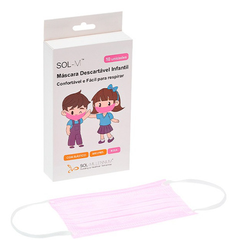 Máscara Descartável Infantil - 40 Unidades Rosa Cor Rosa-claro Desenho Do Tecido Não