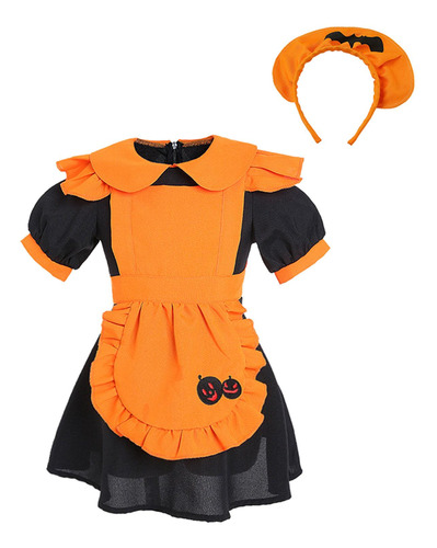 Conjunto De Disfraz De Halloween, Vestido De Calabaza De S