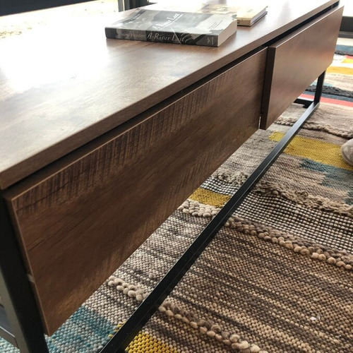 Mesa De Centro Con Cubierta De Cristal Y Cajones