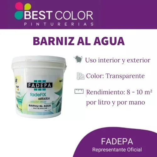 BARNIZ AL AGUA BRILLANTE TRANSPARENTE PARA MADERAS EN INTERIOR Y