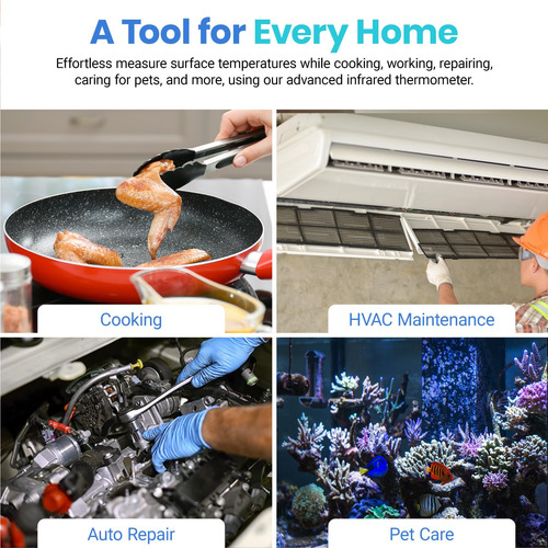 Termómetro Infrarrojo Gun Para Cocina Y Grill Pantalla Color