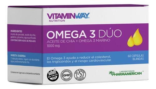 Aceite De Chia + Omega 3 Marino, Omega 3 Duo, 60 Cápsulas Sabor Omega Duo