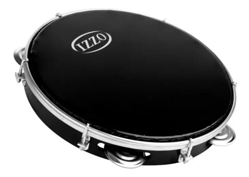 Pandeiro Izzo 10 Abs Preto Pele Nylon Preta Profissional Preto