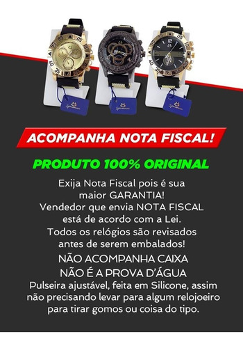 Kit 3 Relógio Masculino 100% Original Atacado Prata Dourado