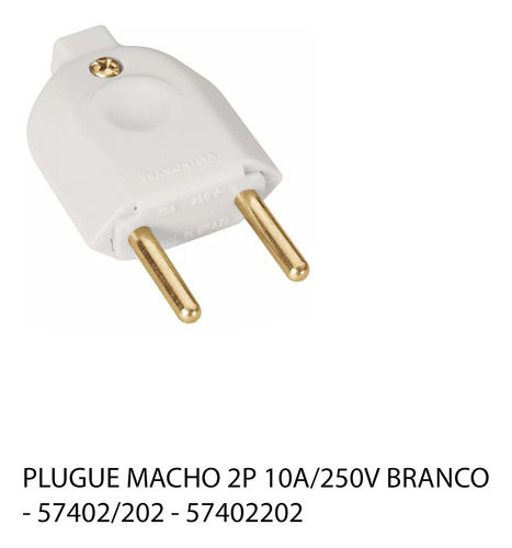 Plugue Macho 2p 10a/250v Branco - 57402/202