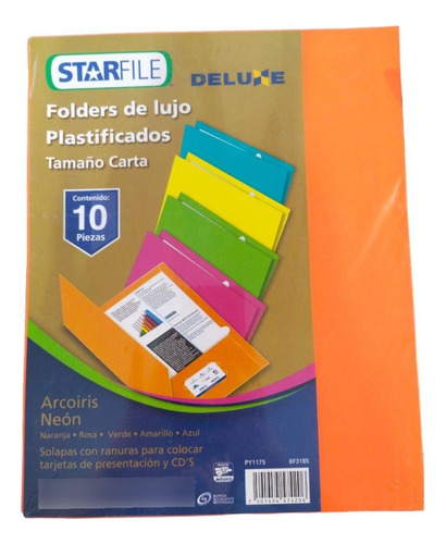 Folder Laminado Tamaño Carta Colores Neon C/10